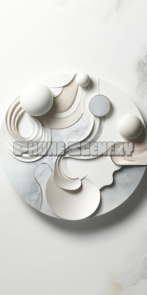 Minimalist Abstract Art with Smooth Curves and Geometric Shapes in Neutral Tones